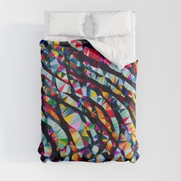 Wavy Lines Low Poly Geometric Triangles Duvet Cover