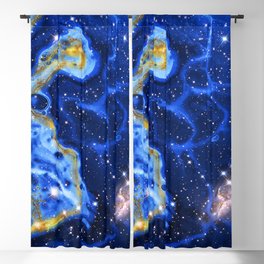 Neon marble space #4: blue, gold, stars Blackout Curtain