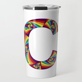 capital letter C with rainbow colors and spiral effect Travel Mug