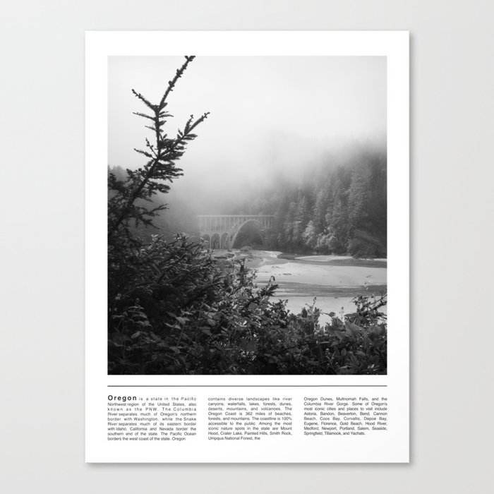 Coastal Fog | Black and White Photography | Minimalism in Oregon Canvas Print