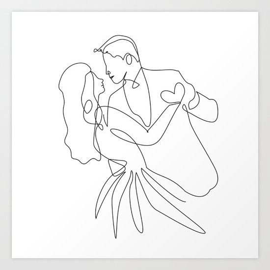 Dancing Couple One Line Drawing Art Print Art Print By Annremy Society6