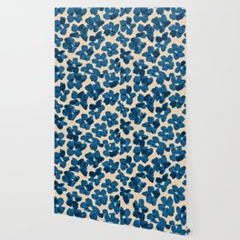 Deep Blue Flowers Wallpaper