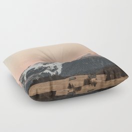 Snow Sunset Hues | Nautre and Landscape Photography Floor Pillow