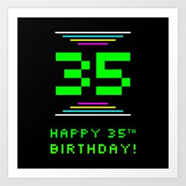 [ Thumbnail: 35th Birthday - Nerdy Geeky Pixelated 8-Bit Computing Graphics Inspired Look Art Print ]