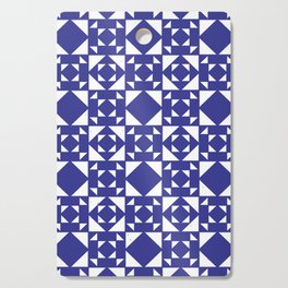 Navy Blue Retro Pattern Tiles Moroccan Art Cutting Board