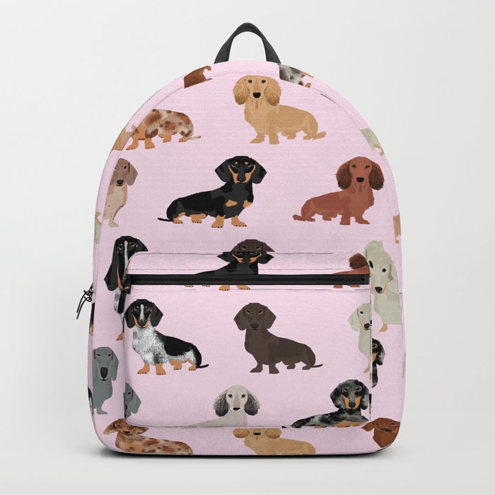 Dachshund dog breed pet pattern doxie coats dapple merle red black and tan Backpack
