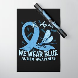 In April We Wear Blue Autism Awareness Wrapping Paper
