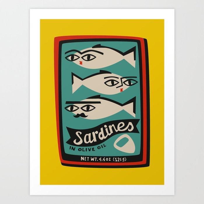 Hipster Sardines Art Print