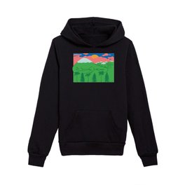 Dino Mountains Kids Pullover Hoodie