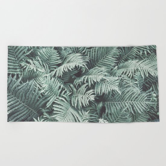 Fern Patten Turquoise Texture Beach Towel