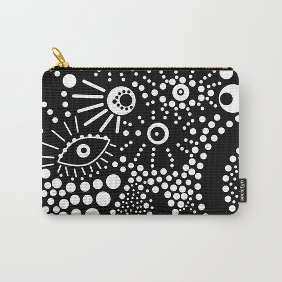 Abstract pattern polka dot black white . Carry-All Pouch