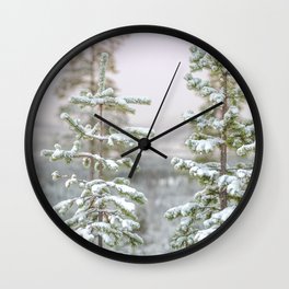 Pine trees covered with snow Lapland Finland Wall Clock