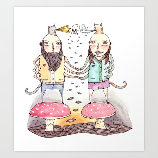 Monsters in Love Art Print
