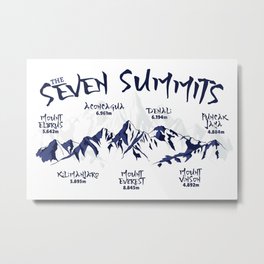 Seven Summits Mountain   Metal Print | Kilimanjaro, Aconcagua, Mountainlovers, Mountaineering, Graphicdesign, Hiking, Summit, Vinson, Summits, Climbing 