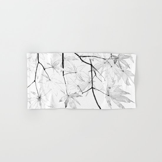 black and white maple leaves Hand & Bath Towel