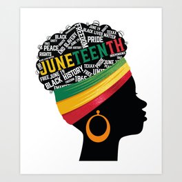 Juneteenth Melanin Black Women Natural Hair Afro Word Art Art Print