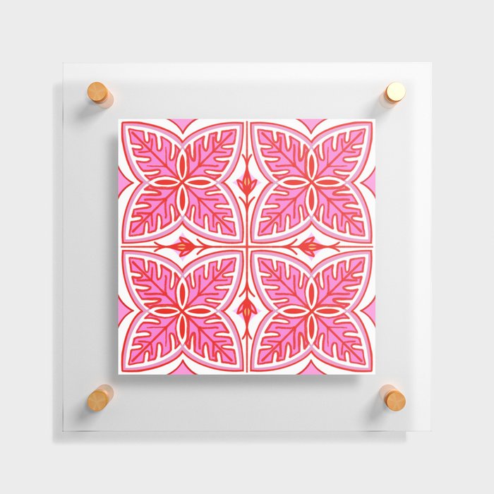 Pink and White Modern Tropical Leaves Floating Acrylic Print