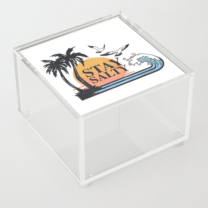 Stay Salty Retro Summer Beach Acrylic Box