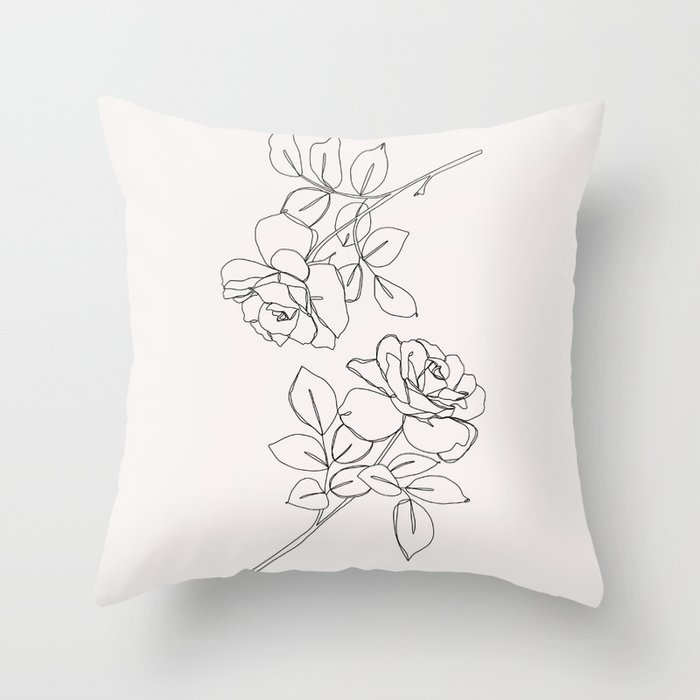 Roses illustration Delia I Throw Pillow by The Botanical Study