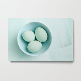 Organic eggs from Easter egger chicken Metal Print | Pastel, Food, Photo, Easteregger, Eggs, Turquoise, Digital 