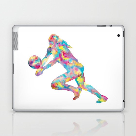Girl volleyball players art game play sport print watercolor Laptop & iPad Skin