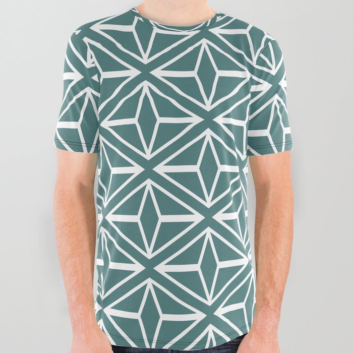 Art Deco Pattern - Teal All Over Graphic Tee