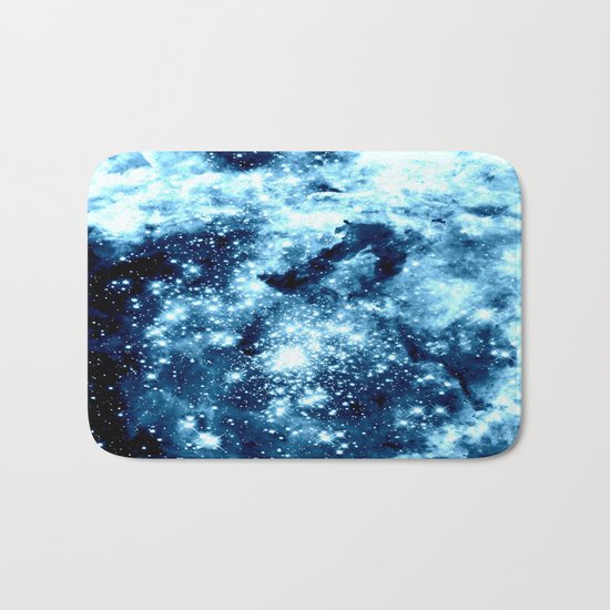 Ice Blue Galaxy Star Clusters Bath Mat