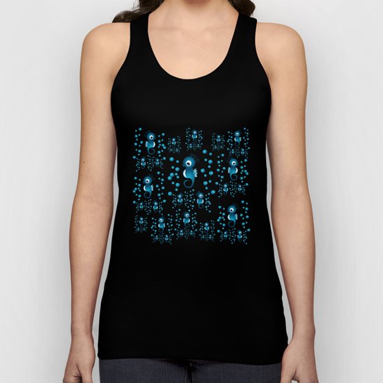 seahorses pattern in blue Unisex Tank Top