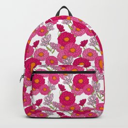 Retro Garden Mums Flowers Midcentury Modern Floral Small Backpack