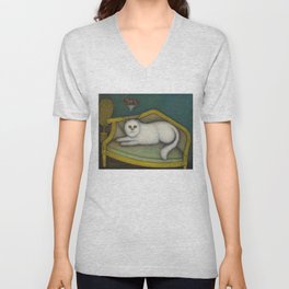 Angora Cat - Morris Hirshfield V Neck T Shirt