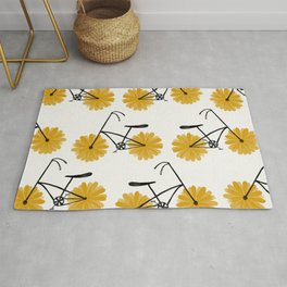 Flower Powered Bike Yellow Daisy Area & Throw Rug