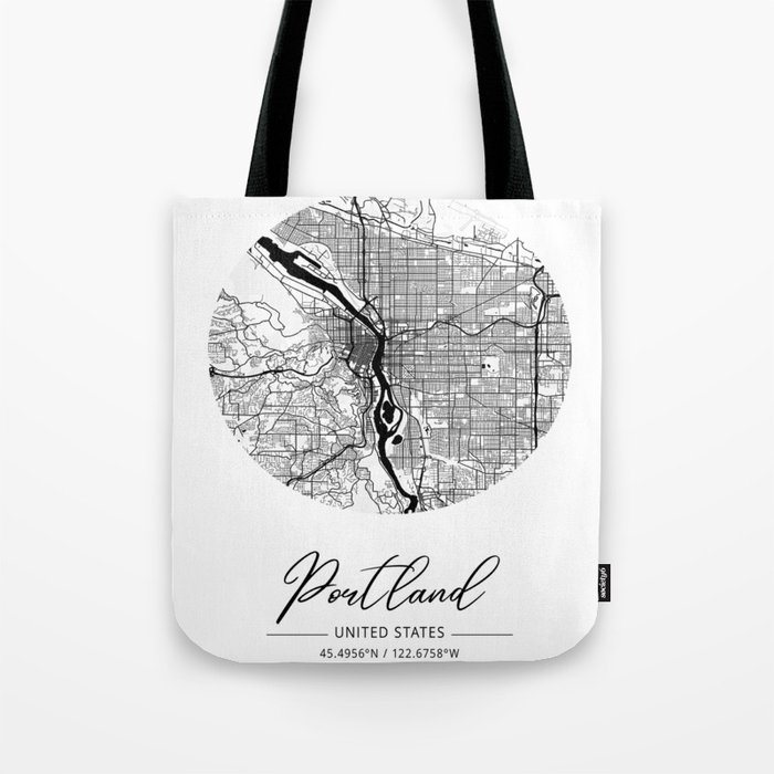 Portland map coordinates Tote Bag