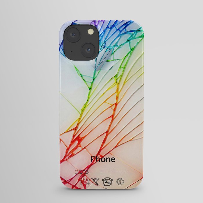 Rainbow Broken Damaged Cracked out back White iphone iPhone Case