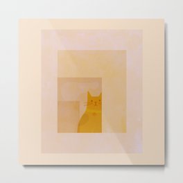 Abstraction_GEOMETRIC_CAT_SHAPE_CUTE_MEOW_ADORABLE_POP_ART_0705A Metal Print