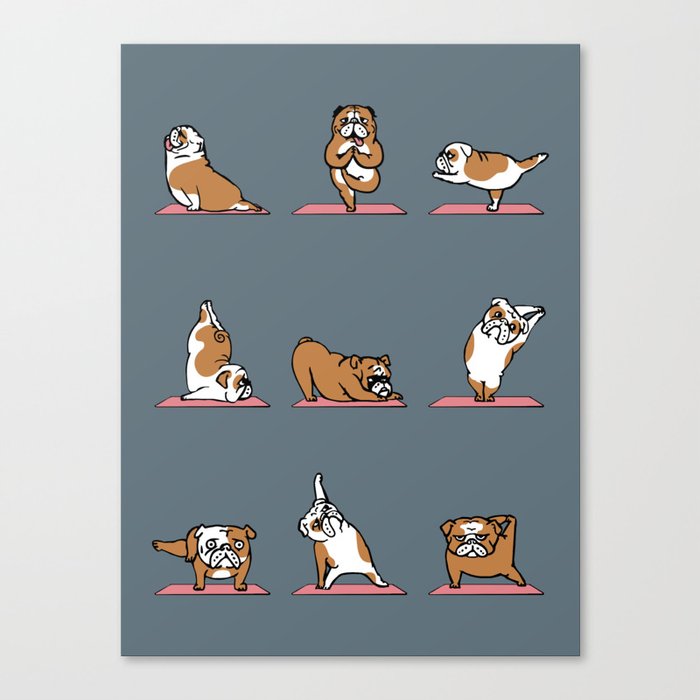 English Bulldog Yoga Canvas Print