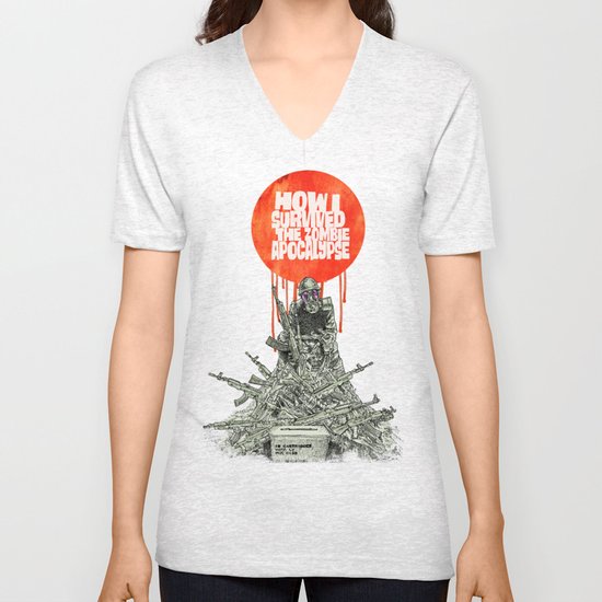 How I Survived The Zombie Apocalypse (colour option) Unisex V-Neck