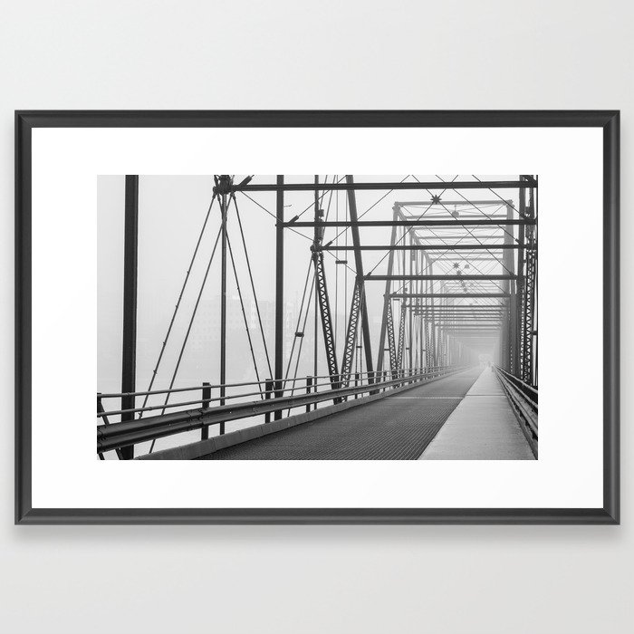 The Island Side of a Foggy Morning (Walnut St Bridge, Harrisburg, PA) Framed Art Print