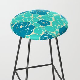Blue and turquoise roses pattern Bar Stool