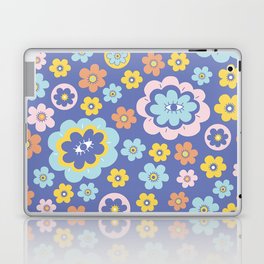 Colourful Abstract Flower Pattern on Purple Background Laptop Skin