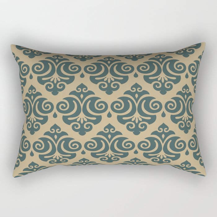 Victorian Modern Pattern in Forest Green and Gold Rectangular Pillow