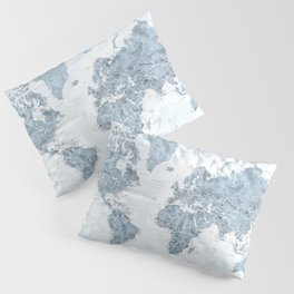 Steel watercolor detailed world map Raul Pillow Sham