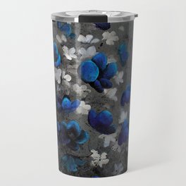 "Give Me October" Blue and White Floral Painting Travel Mug