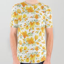 Watercolor california poppies bouquet All Over Graphic Tee