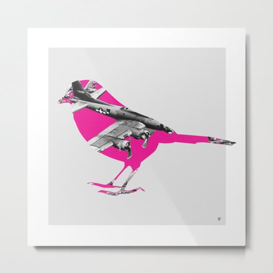 Pink Bomber Bird Metal Print