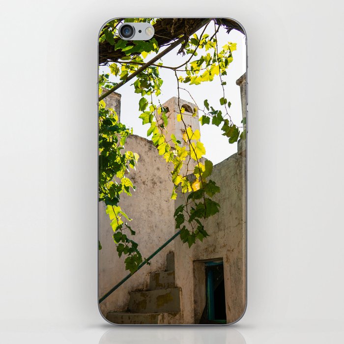 Nature filled Courtyard | Greek Scenery | Nature and Buildings, Summer Scene | Travel Photography in Naxos, Greece iPhone Skin