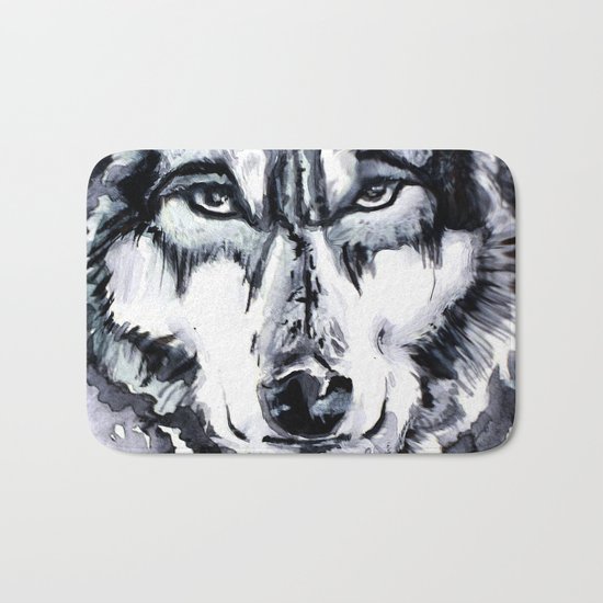 Abstract Wolf - Zoomed Bath Mat