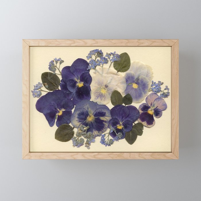 Pansy Blue Bouquet Framed Mini Art Print
