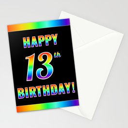 [ Thumbnail: Fun, Colorful, Rainbow Spectrum “HAPPY 13th BIRTHDAY!” Stationery Cards ]