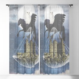 Moving castle Sheer Curtain