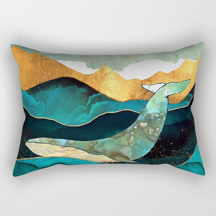 Sperm Whale in the depths of the North Atlantic nautical maritime seascape painting for home, wall, bedroom & living room decor Rectangular Pillow